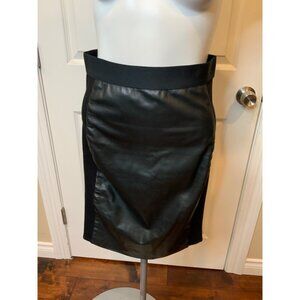Michelle Mason Black Leather Pencil Skirt, Size 2